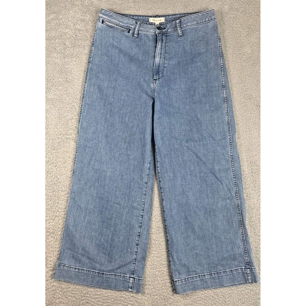 Madewell Emmett Wide-Leg Crop Denim Rosalie Wash Blue Jeans Womens Sz 32